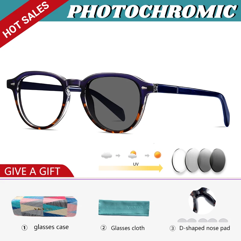 VICKY Vintage Polarised Prescription Sunglasses Women Classic Anti Blue Ray Glasses Men Myopia Prescription Photochromic Glasses