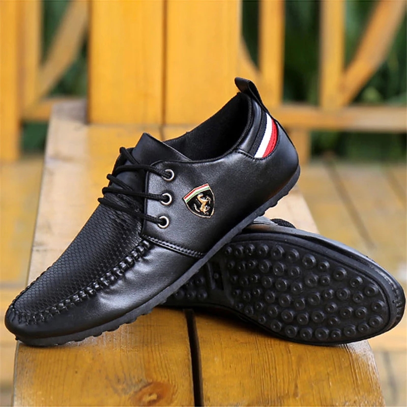 Spring and Autumn New Style Breathable Men's Lightweight Loafers Shoes British Sneakers Solid Lace-up 2023 Men Leather Shoes