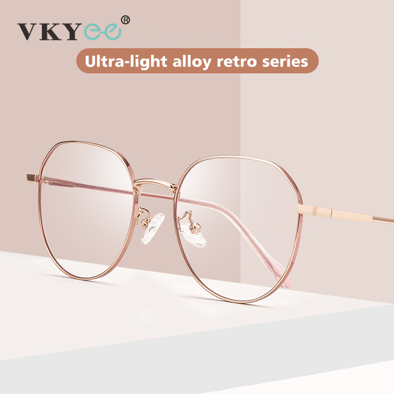 VICKY New Retro Geometric Ellipse Simple Design Women's Anti-Blue Light Reading Glasses Customizable Prescription AC016
