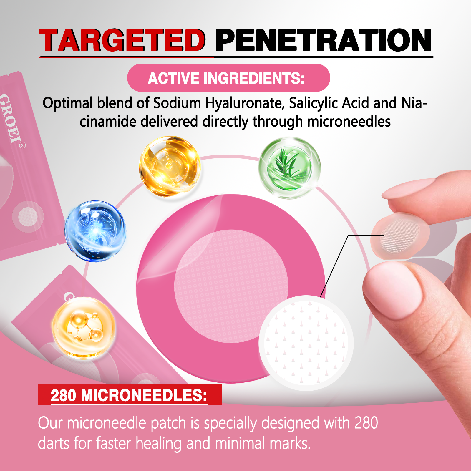 GROEI 18Pcs Microneedle Acne Patches Pimple Invisible Beauty Concealer Blemish Treatment Deep Clean Pores Overnight Recovery