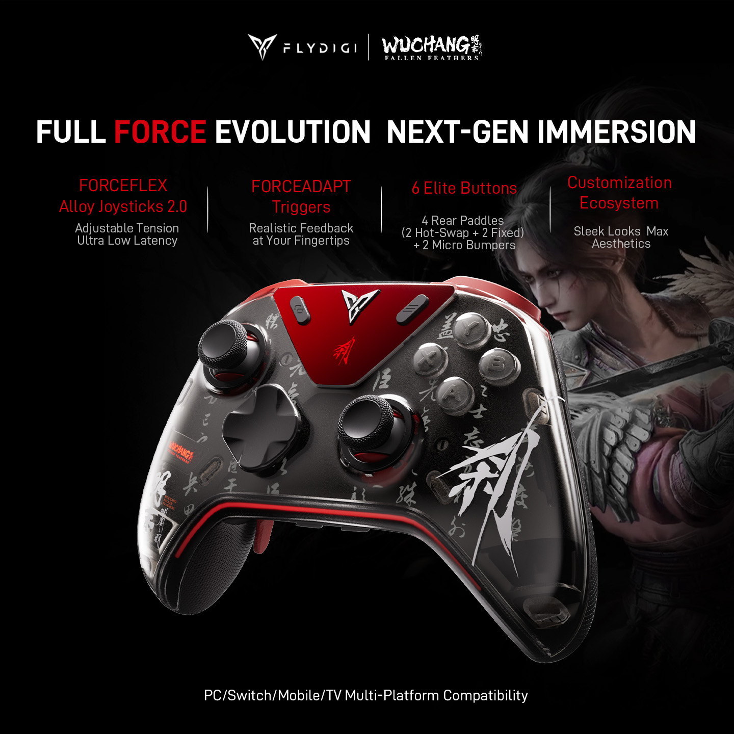 Flydigi apex 5 controller gamepad wireless gamepad for pc /Switch/Phone/TV/tablet computer,charging dock with Cool RGB screen