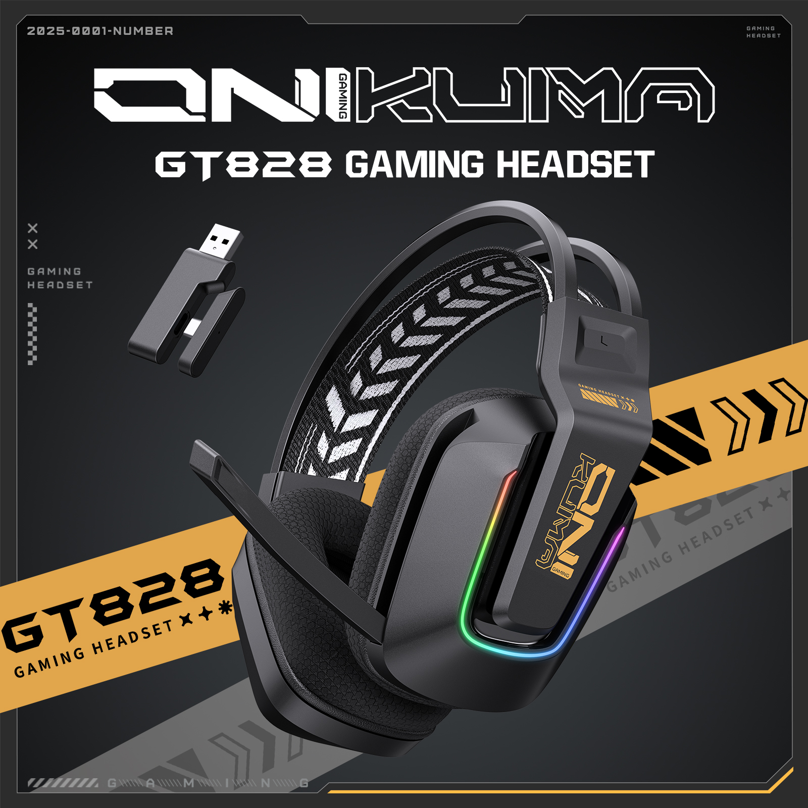 ONIKUMA GT828 Bluetooth Headset Four-mode Connection Over Ear HIFI Stereo Wireless Gaming Headsets with Mic for PC Laptops PS5