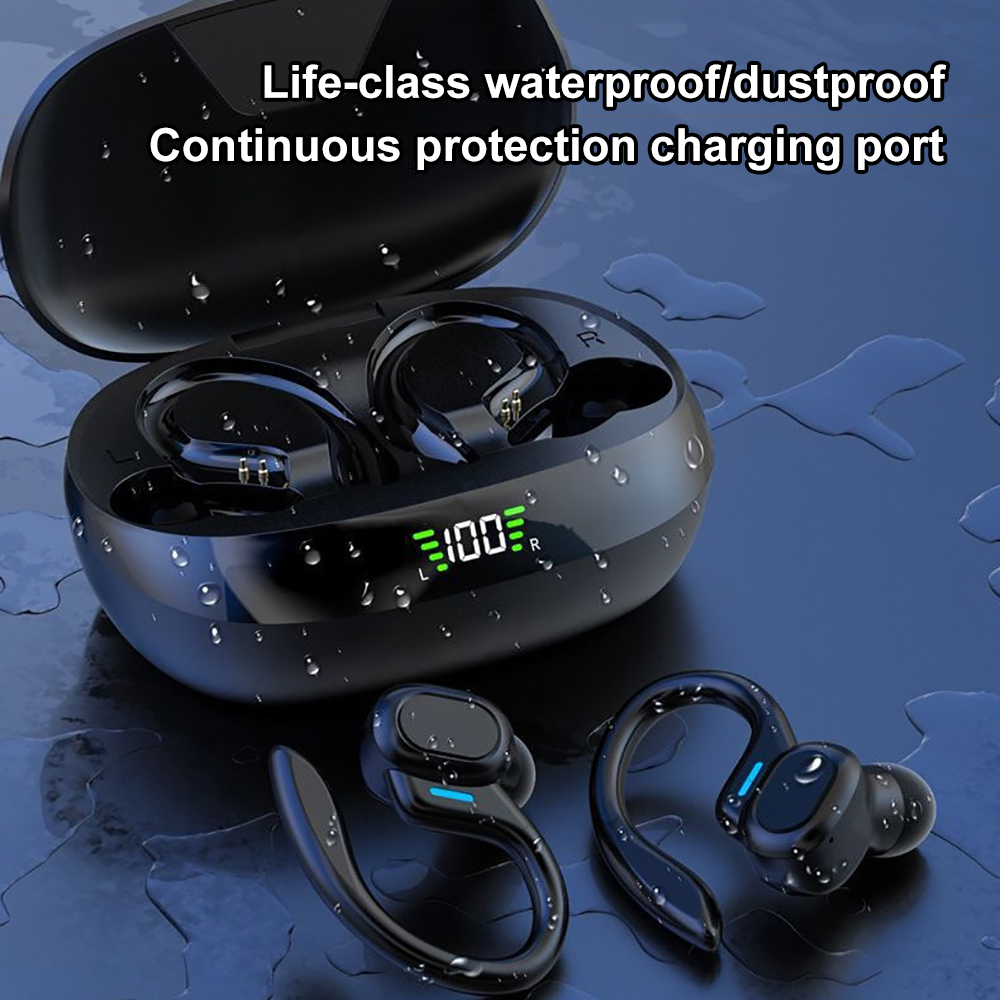 Open-Ear Earphones Ear Hook TWS Wireless Headsets Bluetooth Headphones HiFi Stereo Noise Reduction LED Display Sports Earbuds