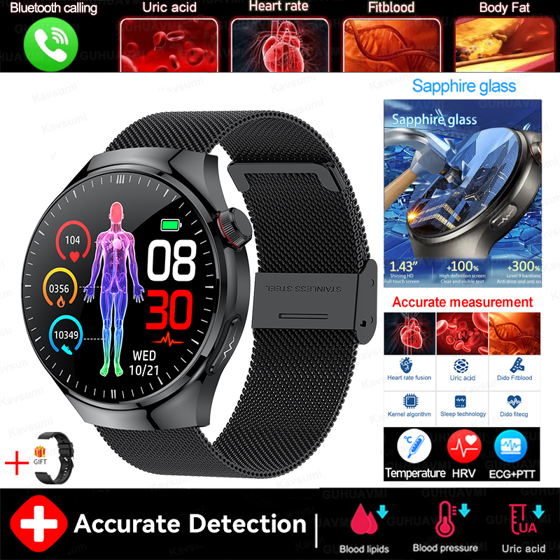 2025 New For XIAOMI Accurate Blood Lipid Uric Acid Smart Watch Men Women ECG+PPG Blood pressure Bluetooth call Health Smartwatch