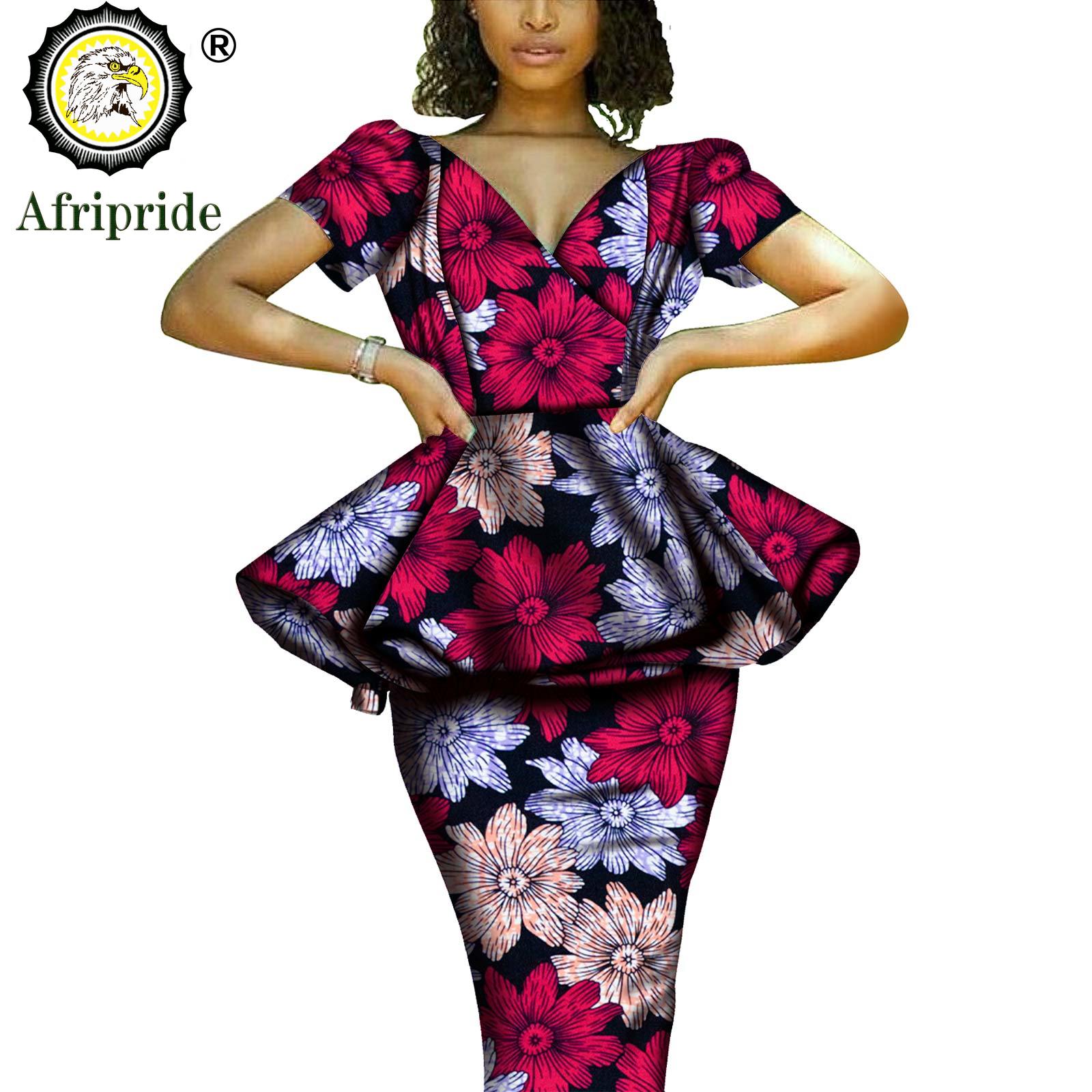 African 2 Piece Set for Women Dashiki Tops Print Skrit  Ankara Clothing Wax Attire Blouse Shirt AFRIPRIDE S1926004