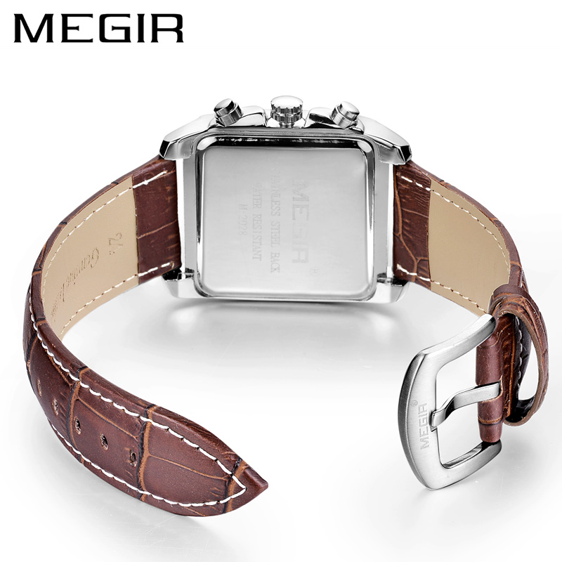 2023 MEGIR Original Watch Men Top Brand Luxury Quartz Military Watches Waterproof Luminous Leather Wristwatch Men Clock