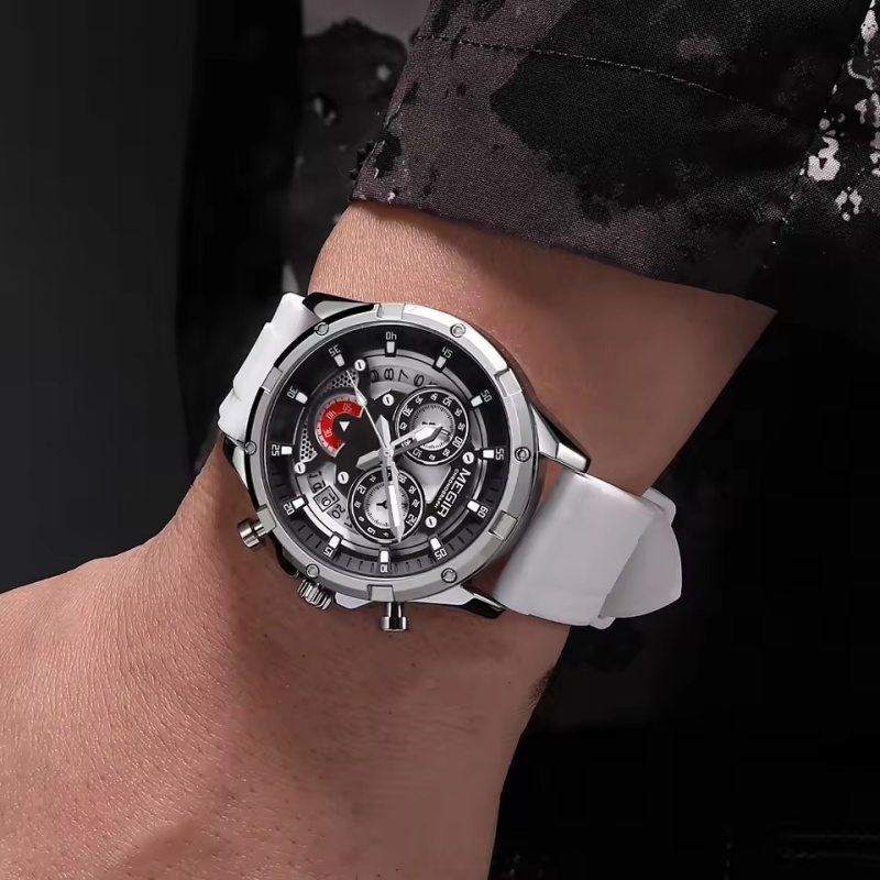 MEGIR 2248 Men's Fashion Sports Military Watch Waterproof Unique Dial Quartz Watch Chronograph 24-hour Automatic Date reloj