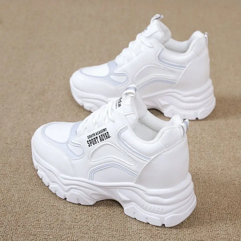 Women's Winter Thickened Sole Fleece Lined Casual Sporty Dad Shoes Trendy Flat Footwear Comfortable Slip-On Sneakers