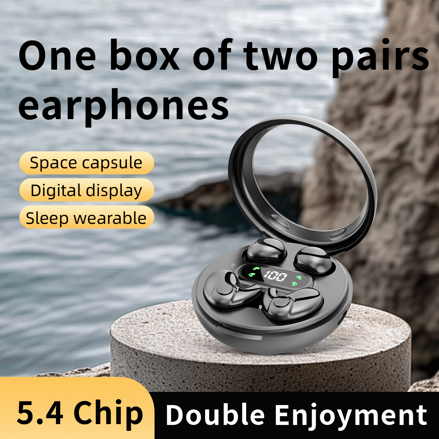 Two-piece Headphones, Wireless Bluetooth Headset,Earbuds with Mic for Phone, Sleep Earphones And Mini，For Running/sleeping