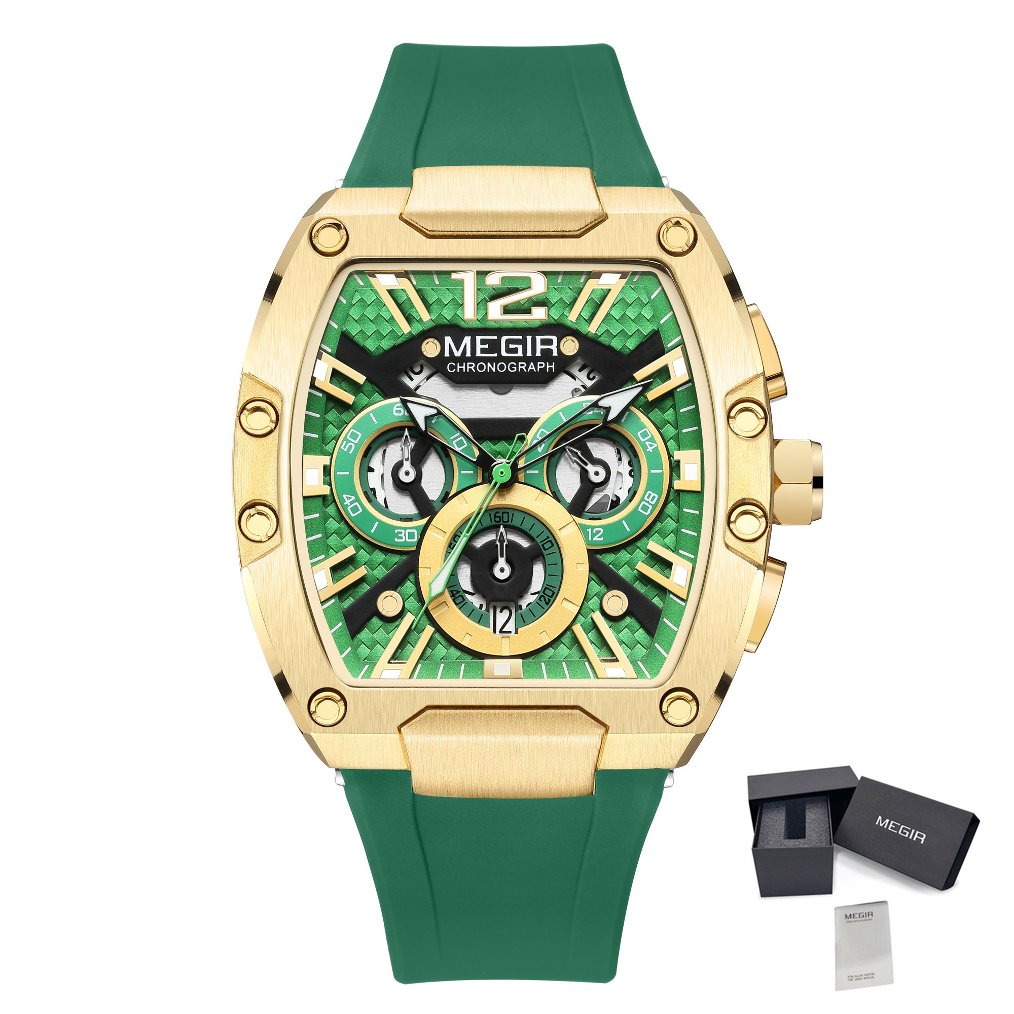 MEGIR Original Fashion Mens Watches Sport Military Chronograph Calendar Silicone Strap Quartz Wristwatch Relogio Masculino 8112