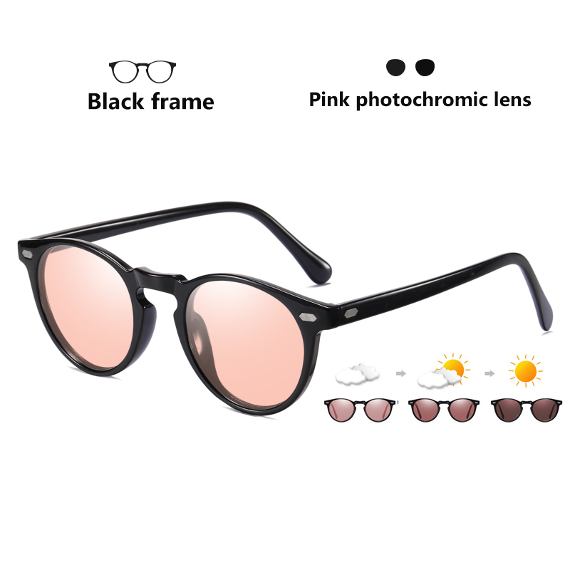 CoolPandas Unisex Photochromic Sunglasses Polarized Men Women Driving Glasses TR90 Small Round Lens Anti-Glare lunette de soleil