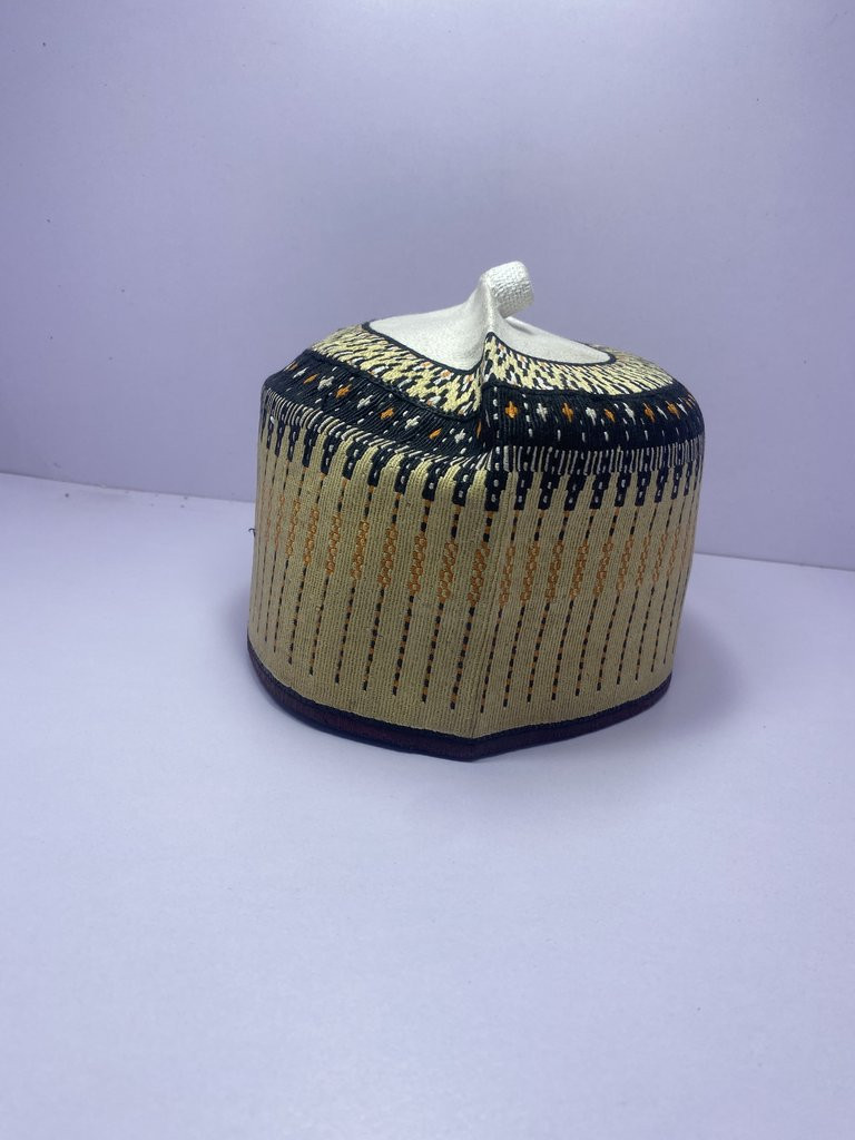 Yellow Kindei Hausa Cap - Traditional Zawa Hat