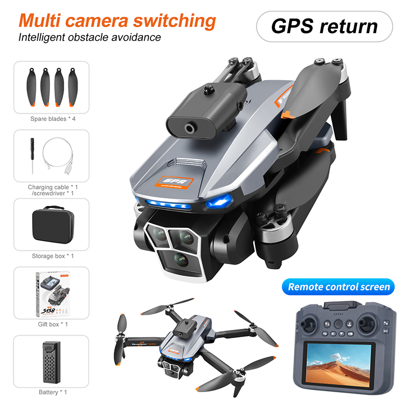 NEW Drone S158 Professional Aerial Photography 8K Triple Camera 5G GPS RC Quadcopter with Brushless And Obstacle Avoidance