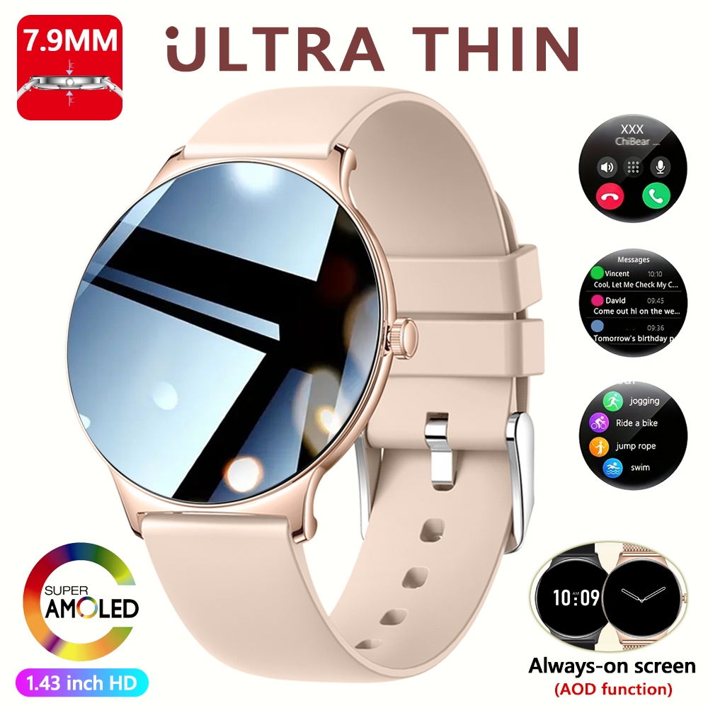 For Huawei New Ultra Slim AMOLED Smart Watch Women Screen Always Display Time Heart Rate BT Calling High-end Fashion Smartwatch