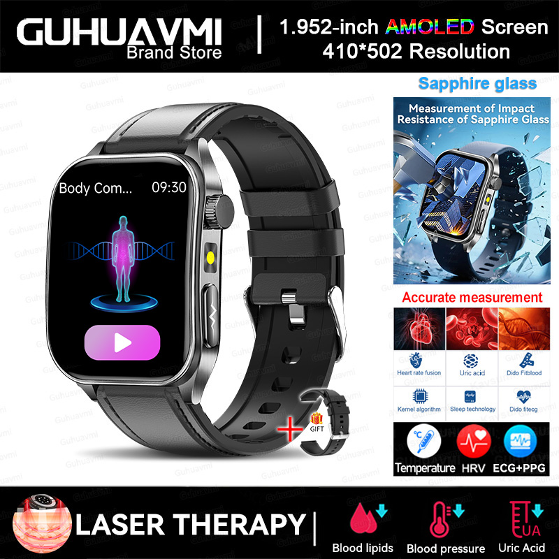 2025 New AI-GPT  Diagosis ECG Health Smart Watch Men Blood Pressure Lipid Uric Acid  Intelligent Q&A Health smart bracelet  Men