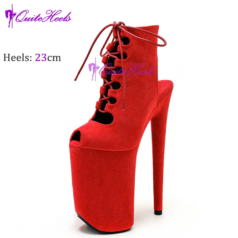 New Luminous 23CM/9Inch Gladiator Women Ankle Boots Sexy Fetish Exotic Stripper Heels Platform  Pole Dance Roman Shoes