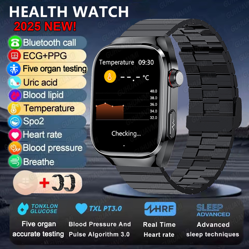 2025 New Smart Watch 2.04-inch AMOLED Screen Bluetooth Call IP68 Waterproof 650mA Sports Smartwatches Men Android Military-Grade