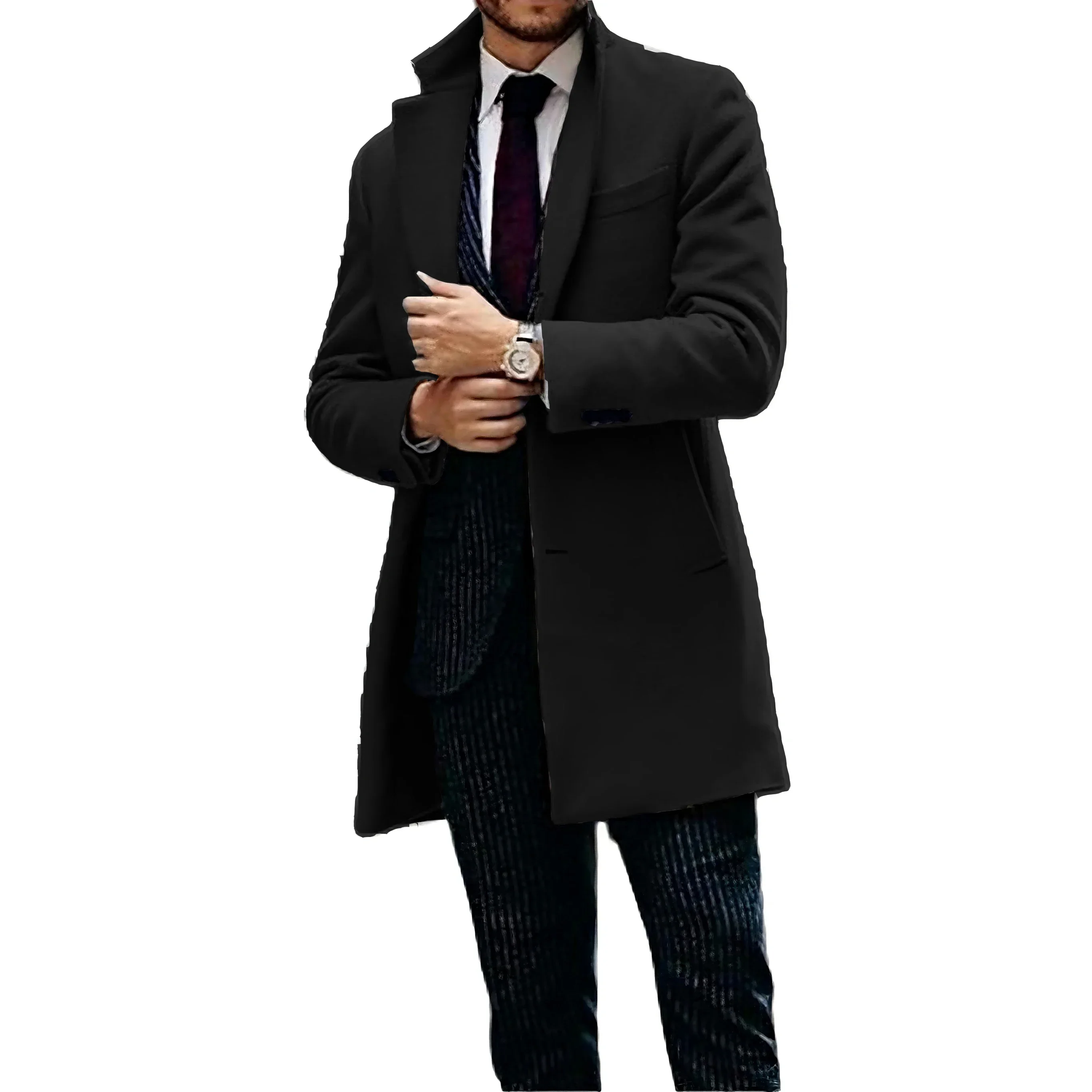 Comfy Man Trench Coat Customized Notched Lapel Single Breasted High Quality Gentleman Business Prom Stylish Men Winter Jacket