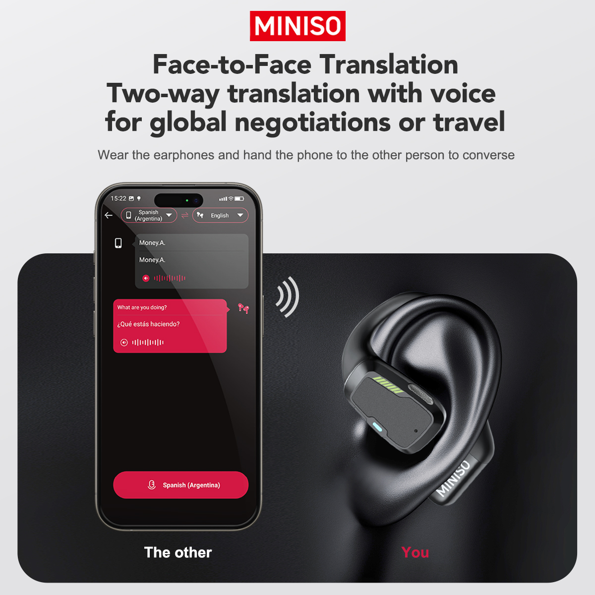 Translator Earphone  MINISO M98 AI Wireless Headphones Office Chat Headset ASMR Headset DIY APP AI Wireless Headphones with Mi