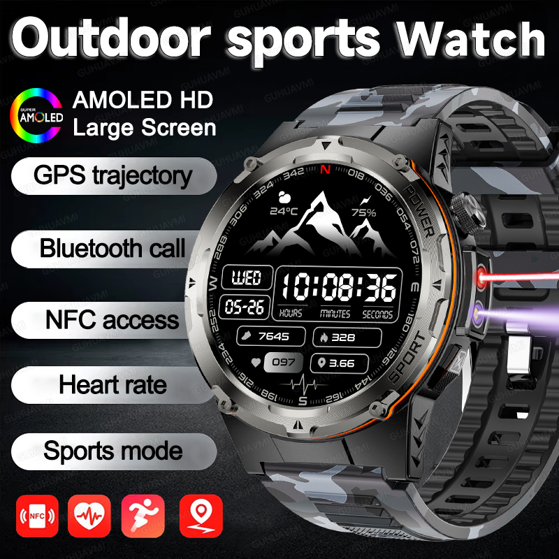 2025 NEW Popular Outdoors GPS tracker Sports Smart Watch Men 500mAh NFC HD Call IP68 depth waterproof Watch Men For Xiaomi Men