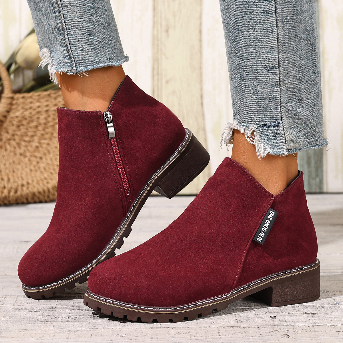 Women Autumn Winter Ankle Boots Side Zipper Chunky Heel Comfortable Fashionable Casual Formal Wear New Arrival Hot Sale Shoes