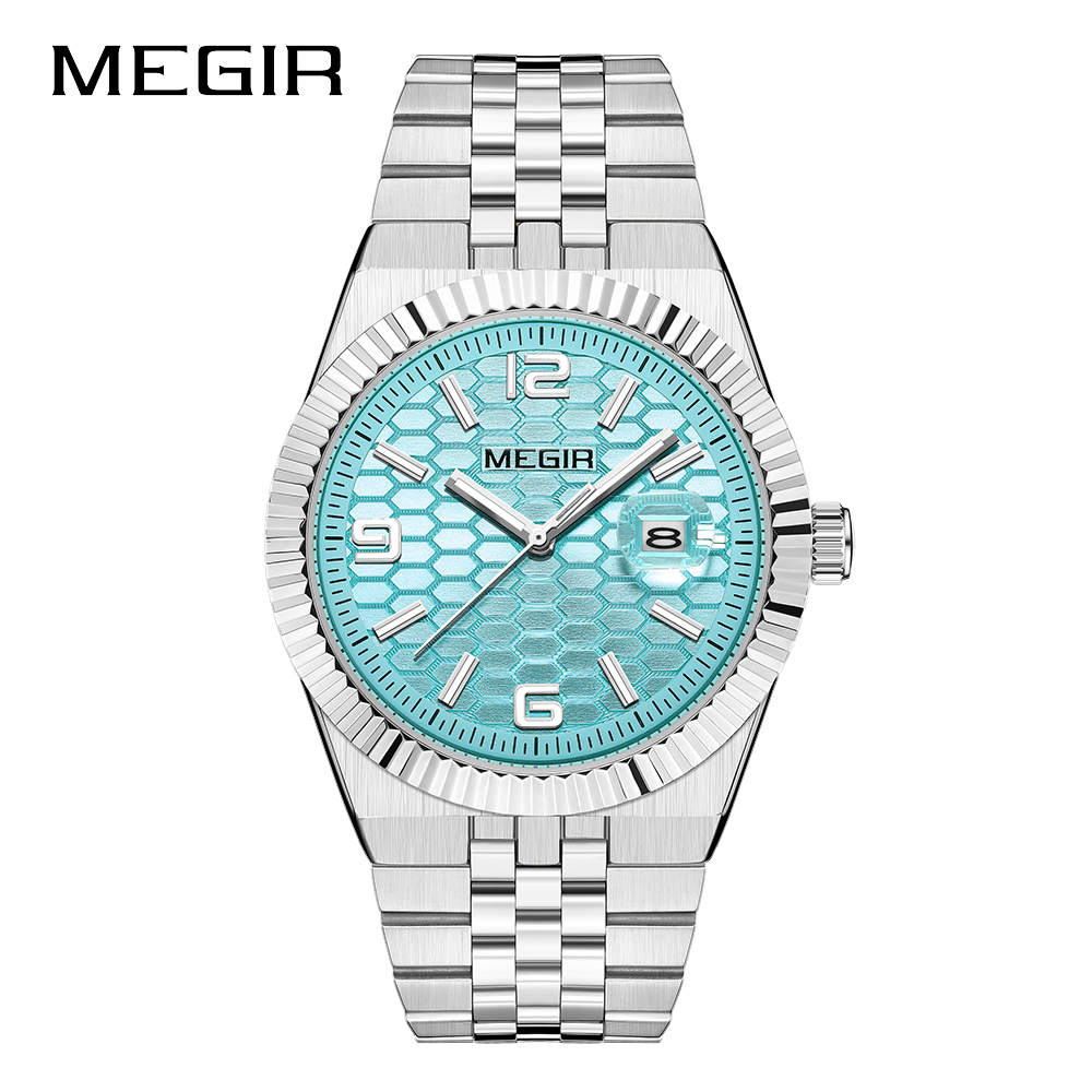 MEGIR New Men Watches Luxury Top Brand Business Waterproof Quartz Watch for Man Stainless Steel Luminous Male Date Wristwatch