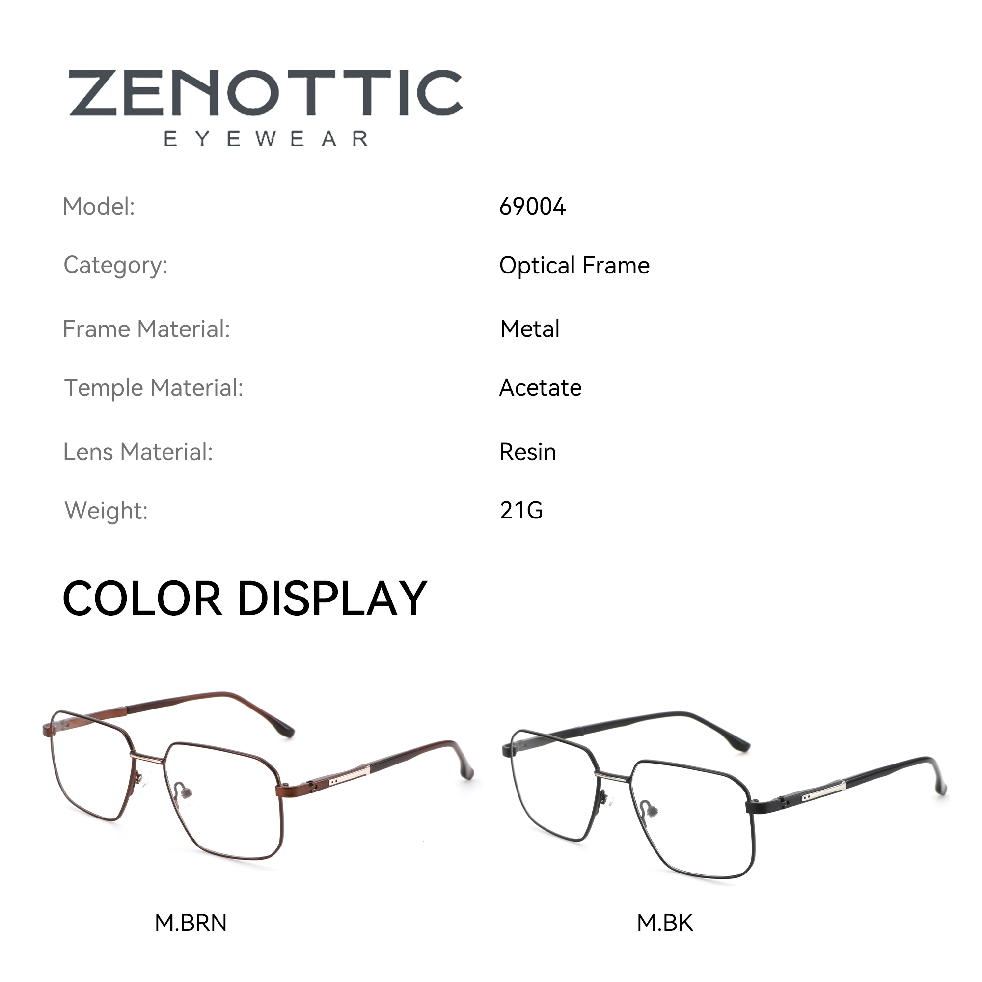 ZENOTTIC (S Size) High-quality Metal&Acetate Prescription Glasses For Men Polygon Anti Blue Light Photochromic Optical Eyewear