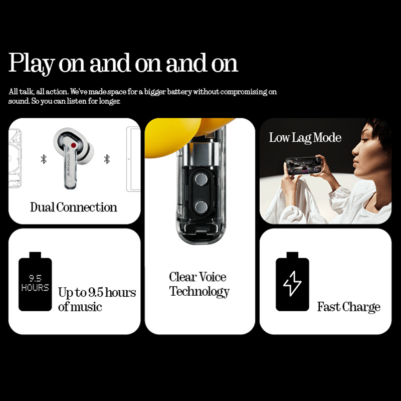 Global Version Nothing Ear (a) Bluetooth Earphone  45dB Active Noise Cancelling ANC Dynamic 42.5 hours listening Fashion Design