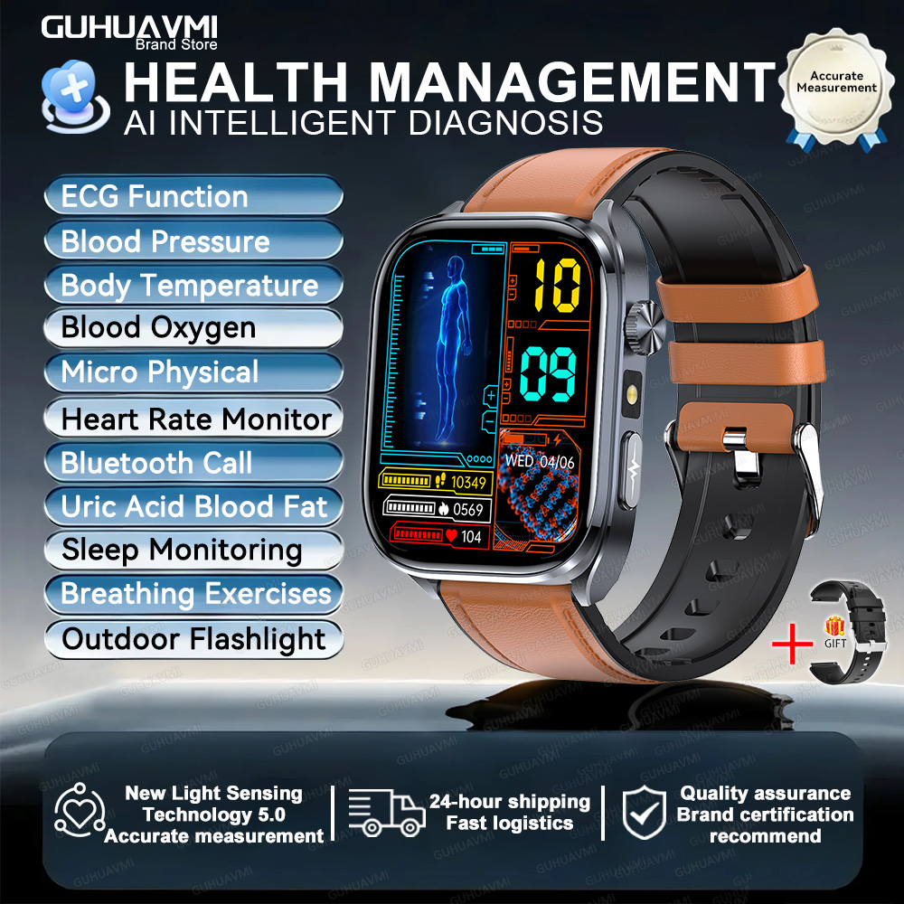 Body Composition analysis Monitoring Smart Watch Men ECG Heart Rate Blood pressure Uric Acid Health Tracker Smartwatches 2025New