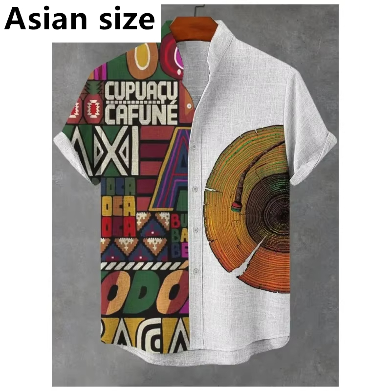 Vintage African Style 3D Printed Men's Retro Ethnic Tribal Short Sleeve Shirts Fashion Casual Vacation Streetwear Men's Shirts