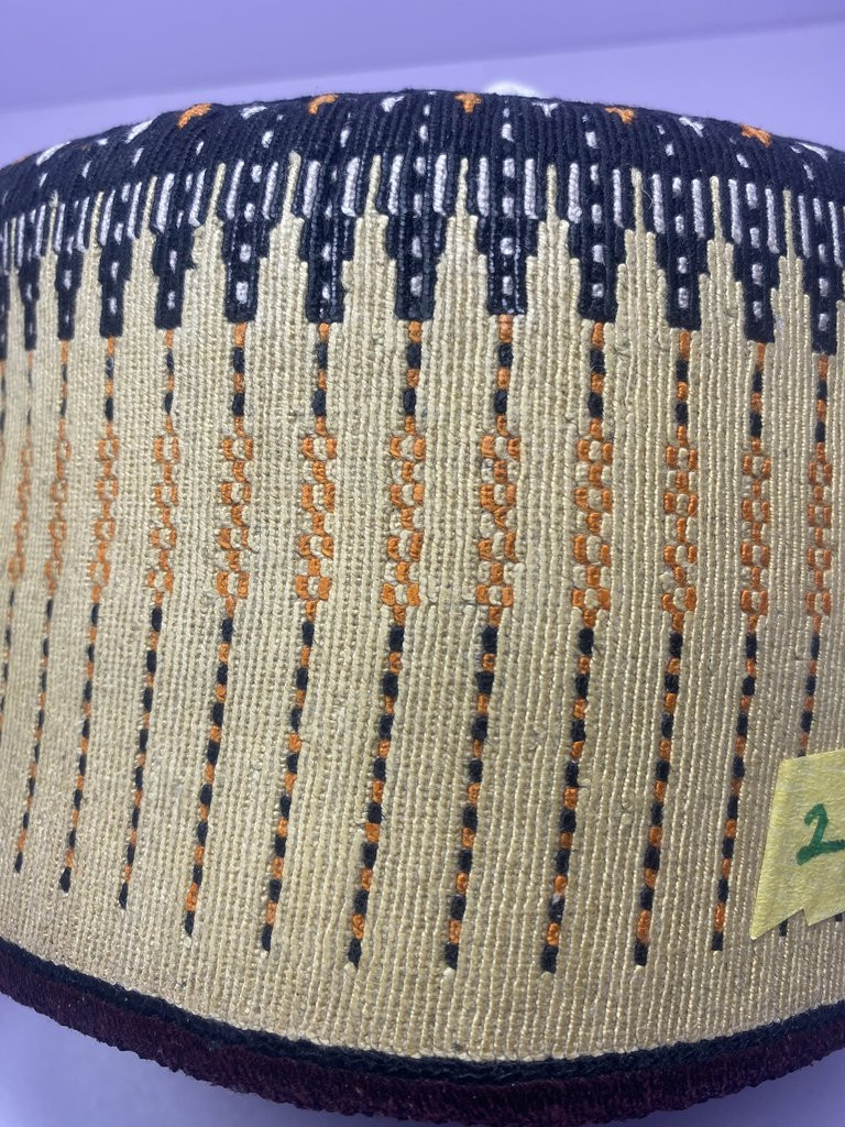 Yellow Kindei Hausa Cap - Traditional Zawa Hat