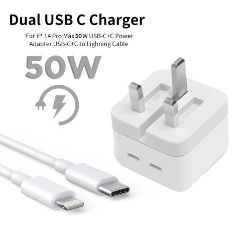 ( 2 Head )Dual Type C and Type Apple Lighting Super Fast Original Charger For Iphone 14 Pro Max/14 Plus/14/13 Pro Max/13 Pro/13/13 Mini/12 Pro Max/12 Pro/12/12 Mini/11 Pro Max/11 Pro/11 And Ipads