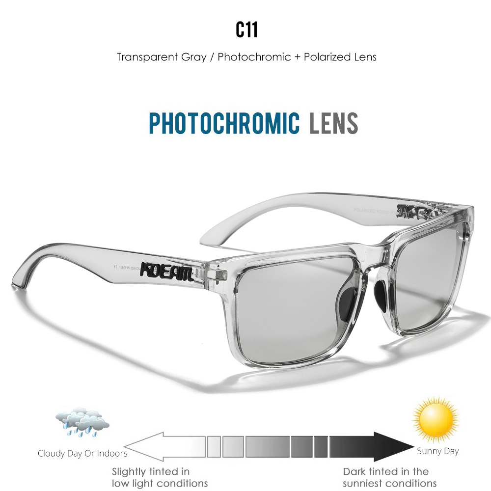 KDEAM Large Size Square Men's Sunglasses Polarized Photochromic Oversized Sun Glasses Fashion Women Shades Upgraded Edition