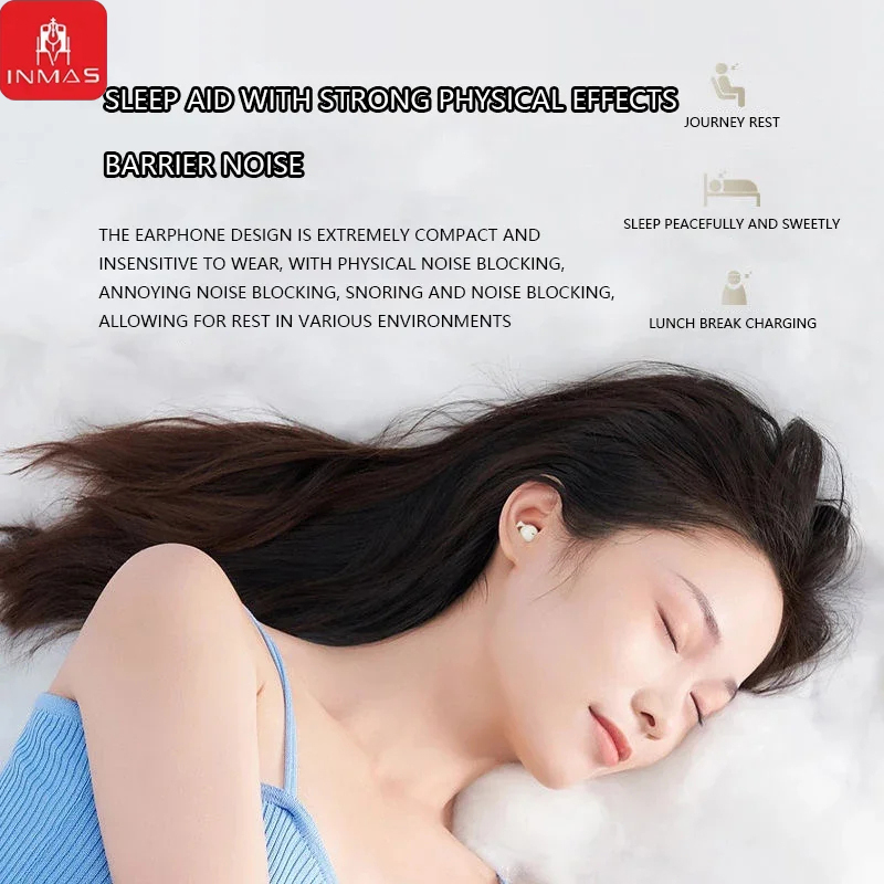 INMAS Q26 ENC Mini Portable Wireless Headsets Bluetooth In-Ear Earphone Noise Reduction Earbud Invisible Sleep Headphones HD Mic