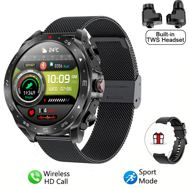 2024 New Smart Watch TWS 2-in-1 Bluetooth Earphones HIFI 9D Sound Quality Bluetooth Call For Men and Women Sports Smartwatches