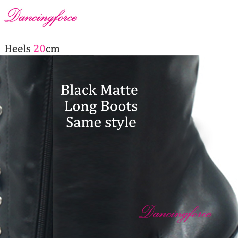 Metal Silver 20cm Block Heels Platform Thigh High Boots Ladies Glossy Nightclub Fetish Over Knee Long Shoes Plus Size