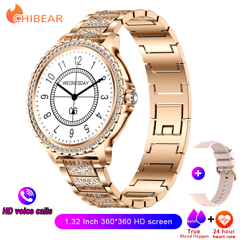 2025 New Fashion Women Smart Watch AMOLED HD Screen Sports Watch Health Heart Rate Voice Call Smart Watch For Android IOS