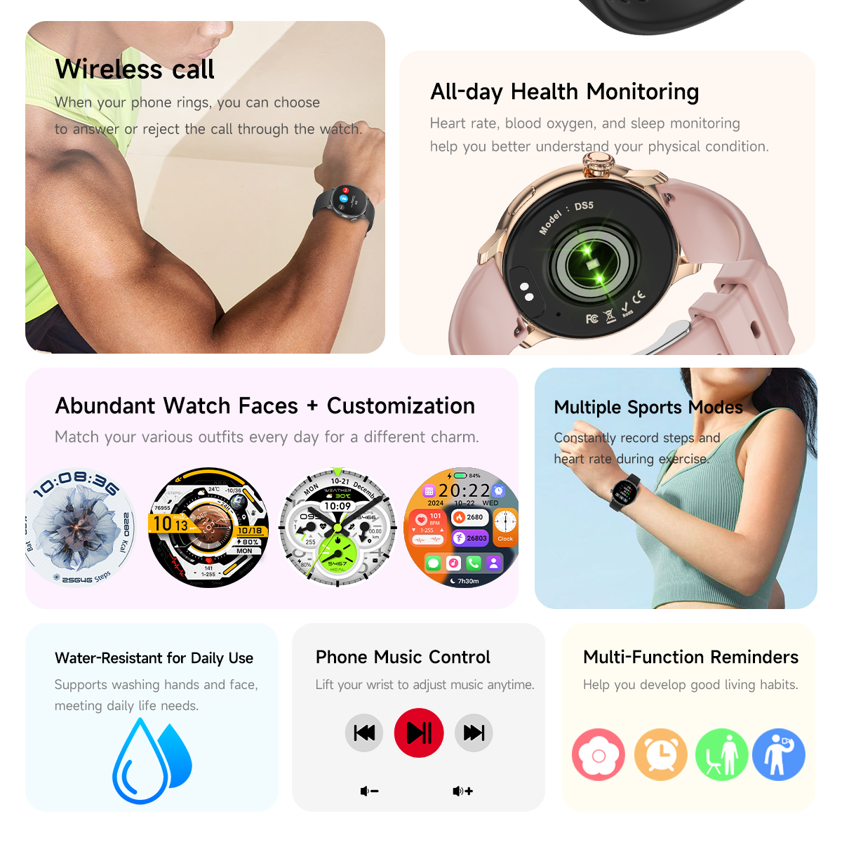 2025New Women's AI Smart Diagnosis Smart Watch HRV+PPG Blood Pressure & Oxygen Monitor IP68 Waterproof NFC Smartwatch for Xiaomi