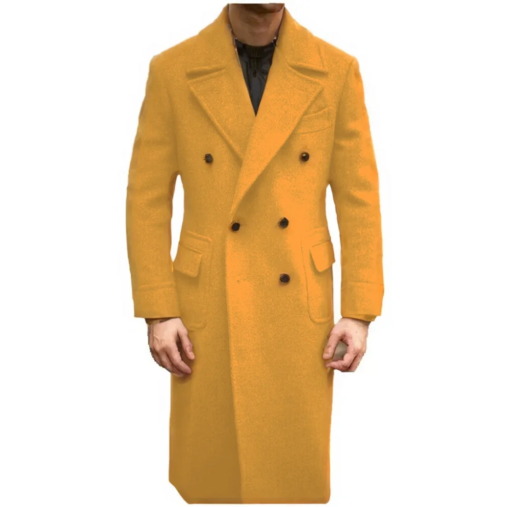 Formal Winter Brown Men Blazer Suits  Double Breasted Winter Warm Overcoat Customized  Business Winter Wear Warm Jacket