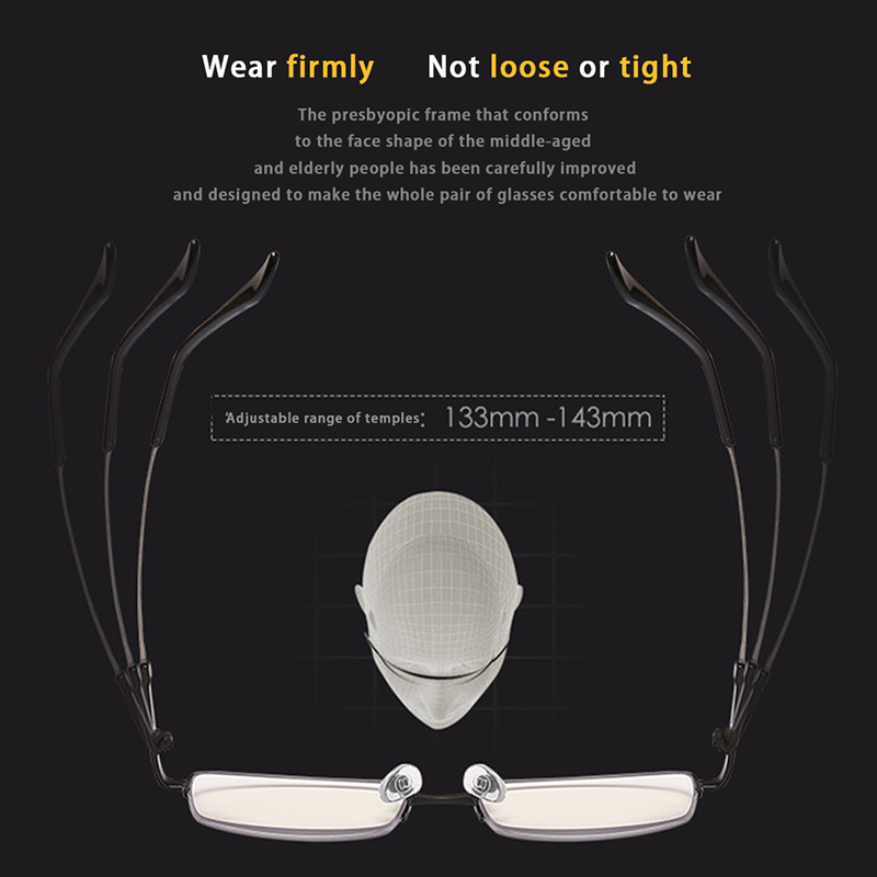 Progressive Multifocus Reading Glasses Blue Light Blocking Titanium Anti-fatigue Full frame Multifocal Readers Eyeglasses 1.0to4