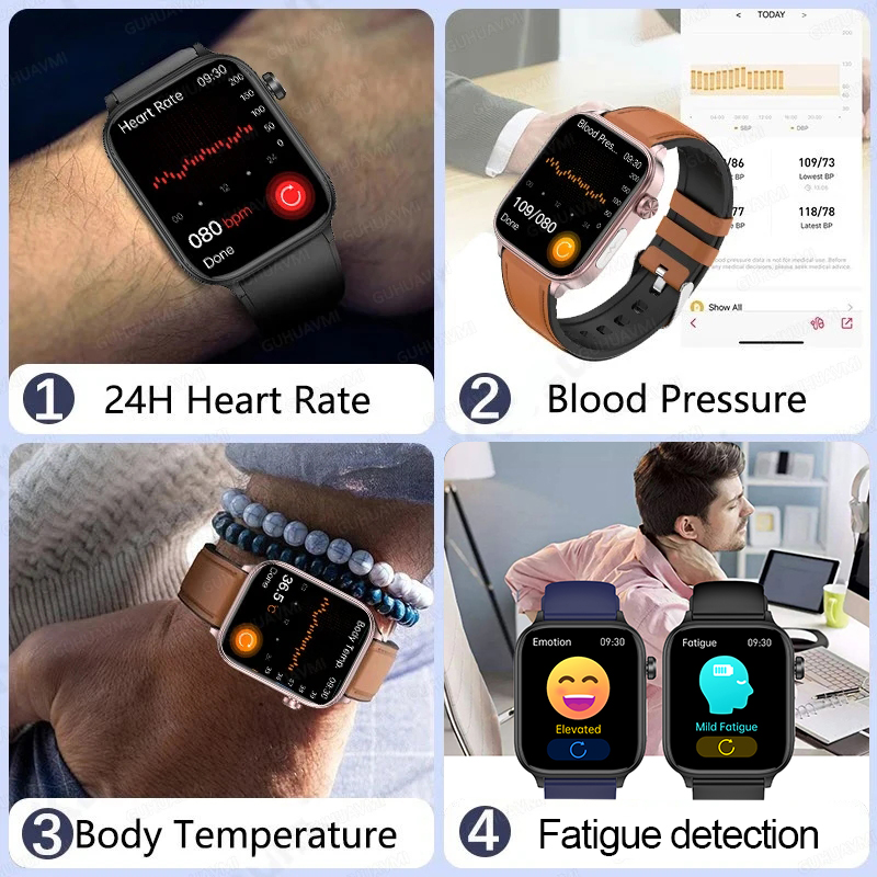 2025 New For XIAOMI ECG+PPG Blood Fat Uric Acid Health Smartwatch Men Women Heart Rate Blood Pressure Bluetooth Call Smart Watch