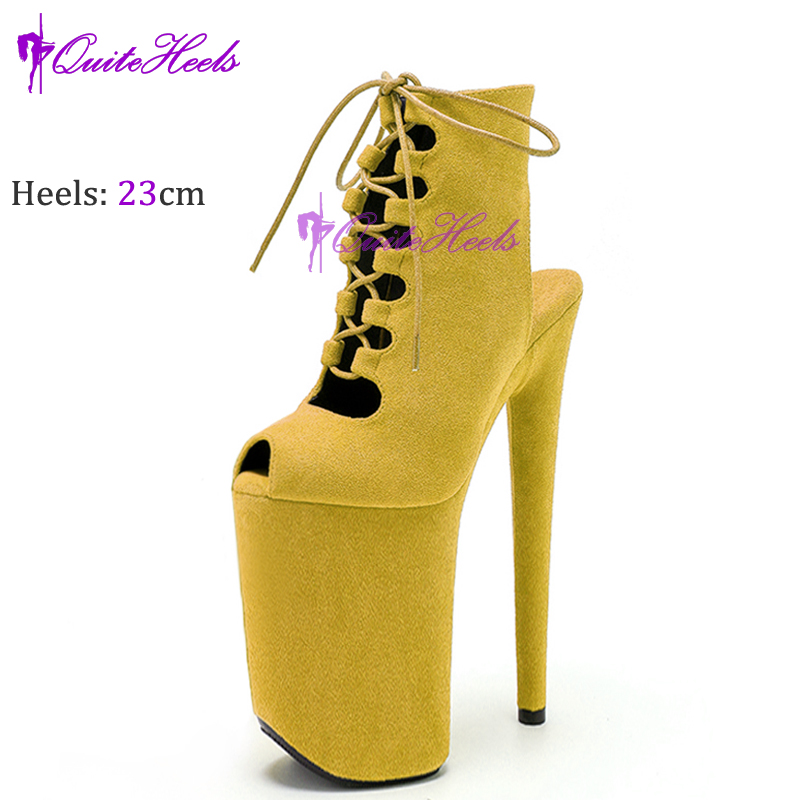 New Luminous 23CM/9Inch Gladiator Women Ankle Boots Sexy Fetish Exotic Stripper Heels Platform  Pole Dance Roman Shoes