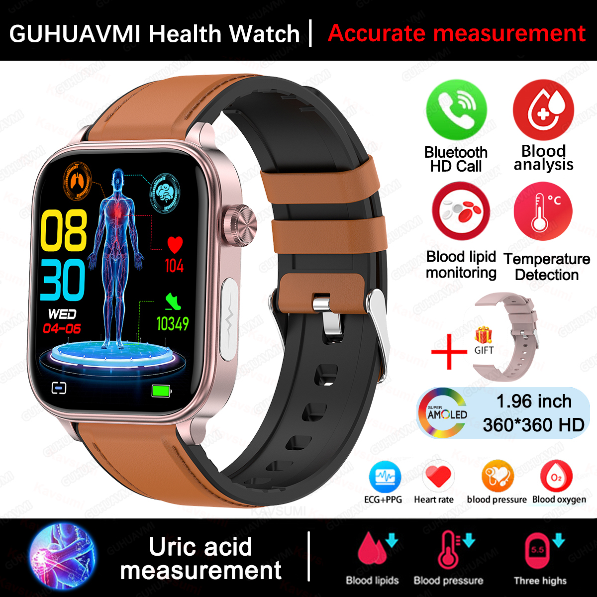 2025 New For XIAOMI ECG+PPG Blood Fat Uric Acid Health Smartwatch Men Women Heart Rate Blood Pressure Bluetooth Call Smart Watch