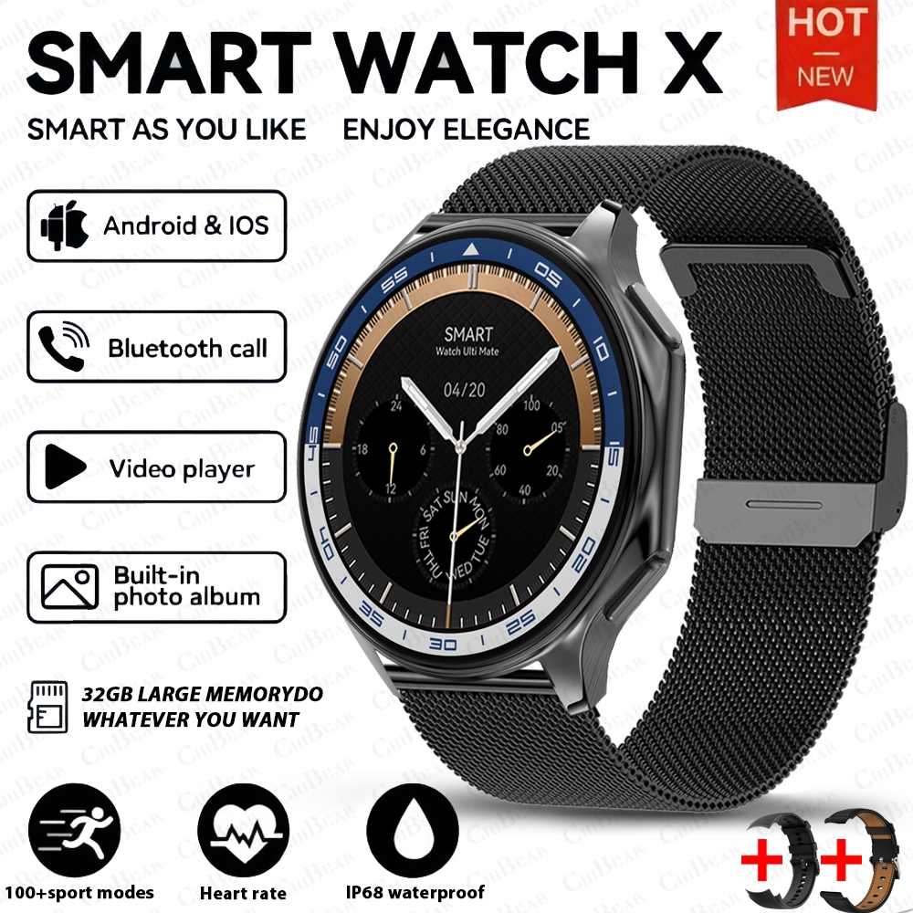 2025 New For OPPO Watch X Smart Watch 4GB Large Memory Music Video Player TWS Headphones AMOLED HD Business High-end Smartwatch