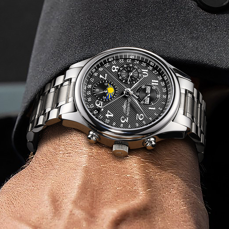 GUANQIN Men's Watches Automatic Mechanical Watches Swiss Quality Business Fashionable Multi-functional Waterproof Wristwatches