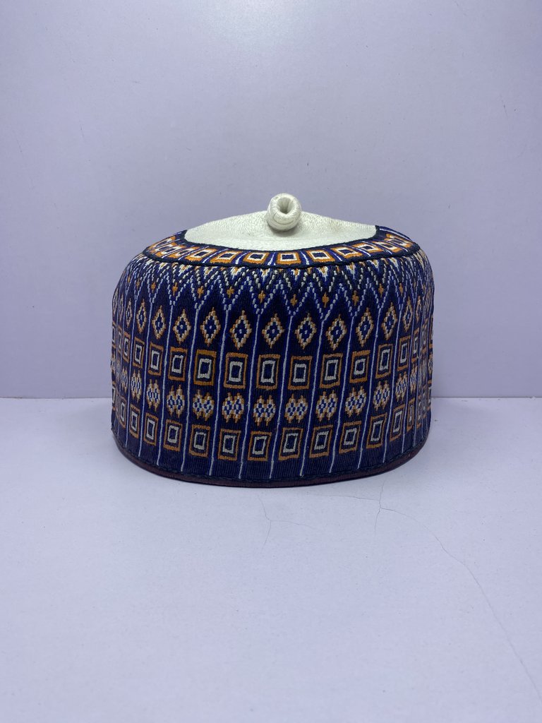 Blue Stripped – Hausa/Fulani Cap, Kufi, Handwoven Cap, Zawa