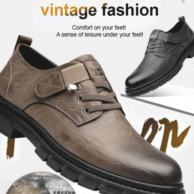 Men Casual Shoes Work Shoes Slip-on Shoes Comfortable Leather Shoes Loafers Work Labor Protection Outdoor Casual Leather Shoes