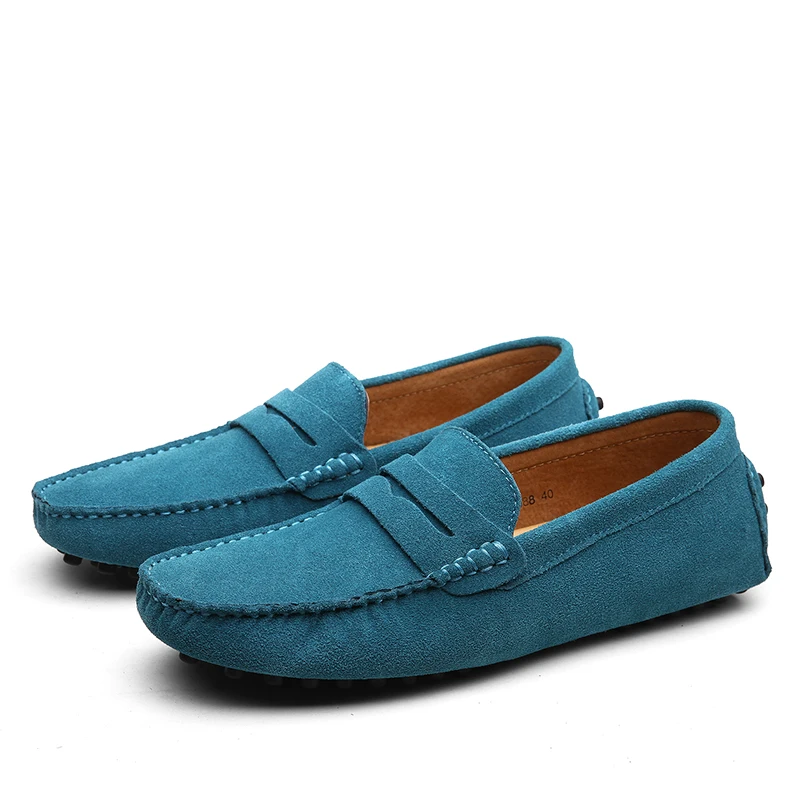 High Quality Suede Men Casual Shoes Non-slip Mens Driving Shoes Slip on Flats Loafers Leather Shoes 10 Colors Size 38-49