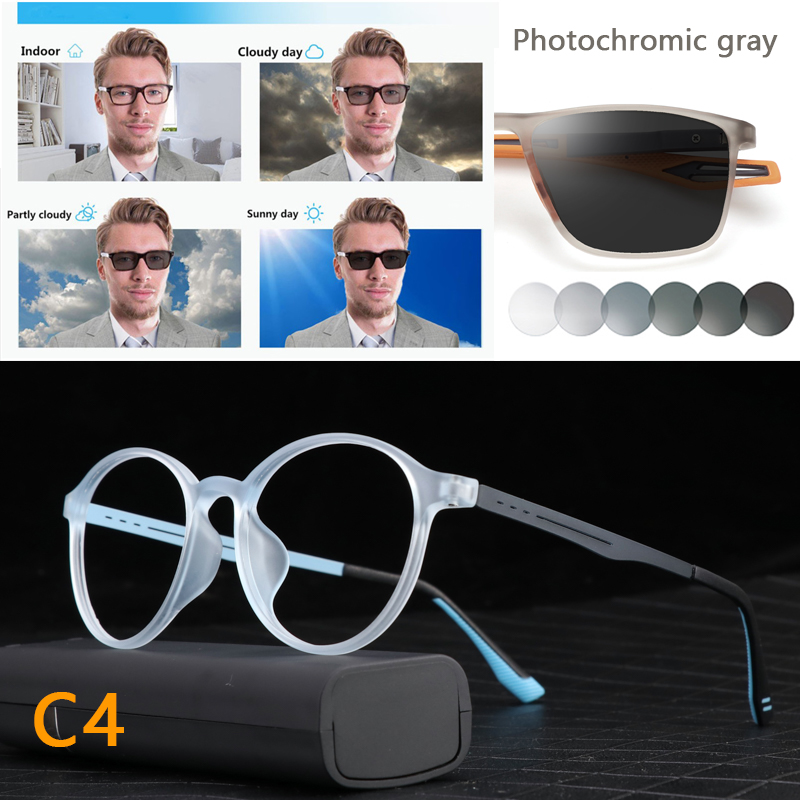 Ultralight Titanium Retro Round Anti Blue Light Photochromic Reading Glasses For Men Computer Presbyopic Eyeglasses Women