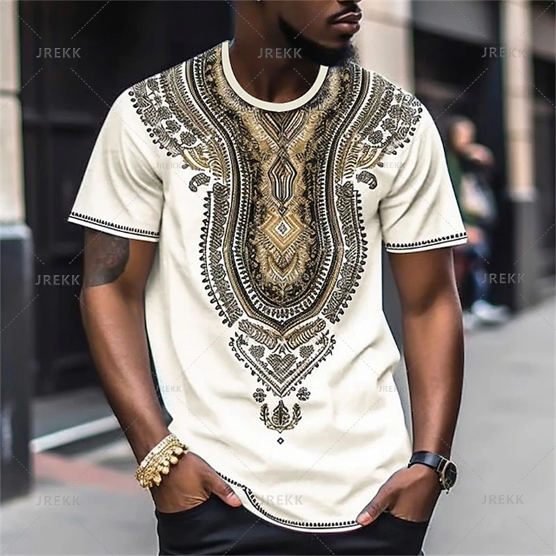 Harajuku 3D African Dashiki Tribal Print T Shirt Ethnic Patterns Graphic Tee Shirts Kid Fashion Short Sleeves Cool Mens Clothing